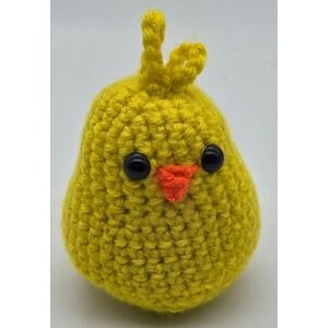 Handmade Crochet Chick Bird Amigurumi Yellow Mini Plush Figure 2.5x4